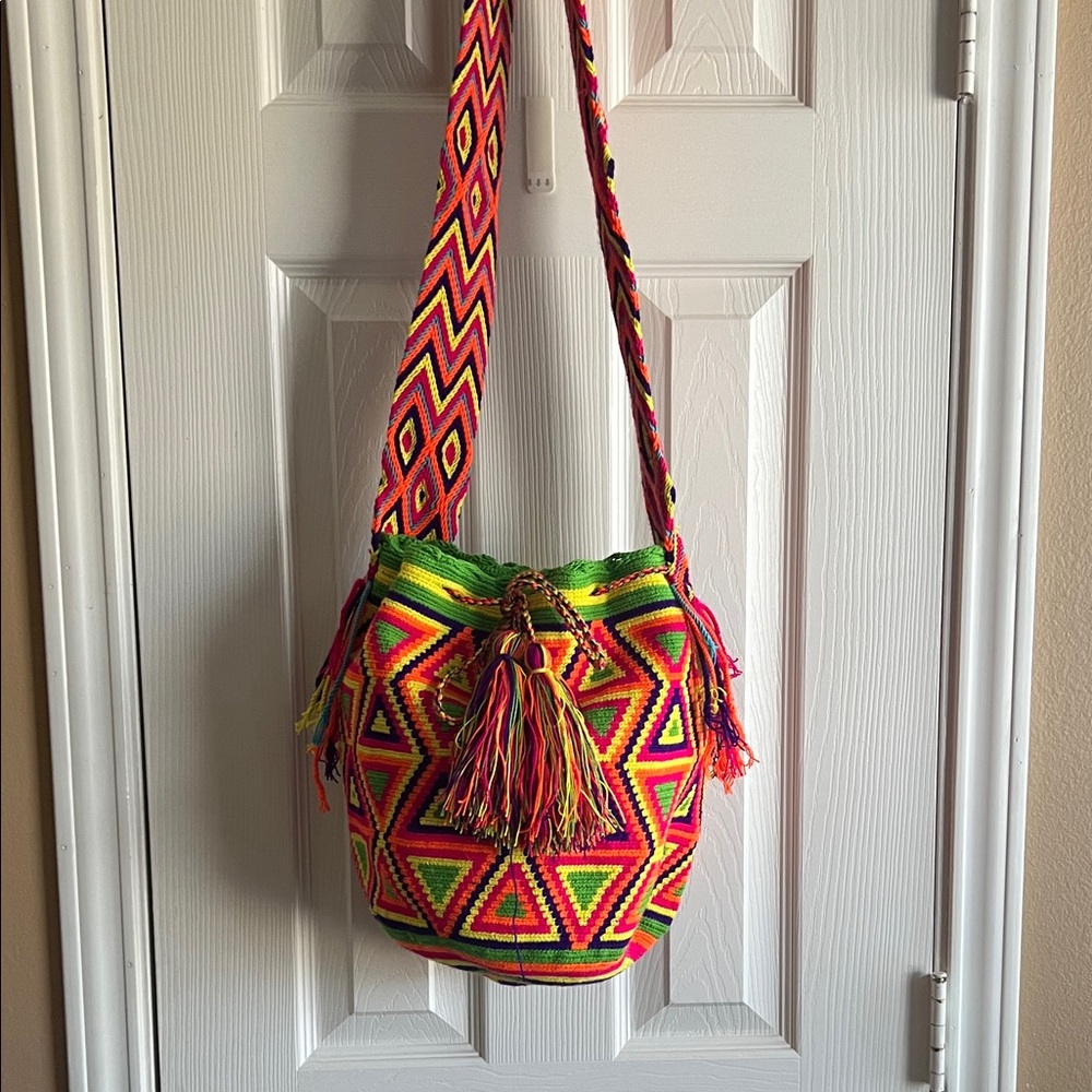 Vibrant Handmade Multicolor Geometric Shoulder Bag
